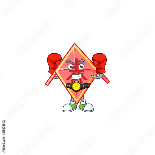 Happy Face Boxing chinese red kite cartoon character design
