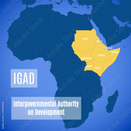 Member countries of the Intergovernmental Authority on Development. Map of members of the IGAD