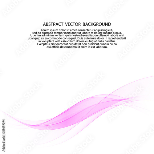Abstract soft smooth design template with pink wavy lines in elegant dynamic style on white background. Vector illustration