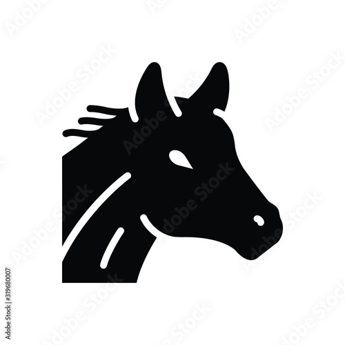 Black solid icon for horse