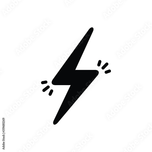 Black solid icon for lightening bolt