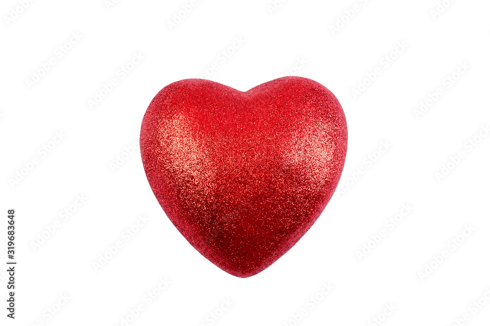 Fototapeta premium Red glitter heart isolated on white with clipping path