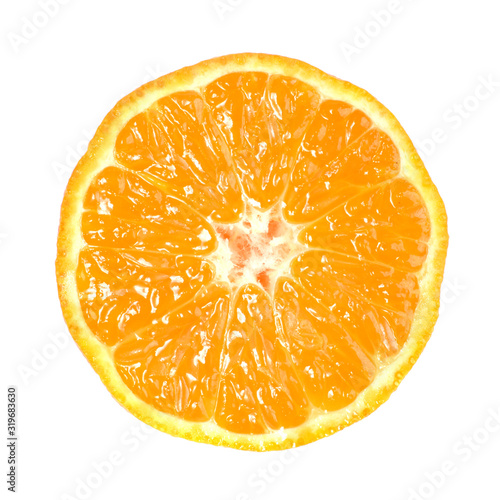 Half of orange mandarin isolated on white background