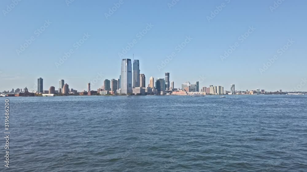 Jersey city view from a boat on Hudson river in New York Jersey city view from a boat on Hudson river in New York