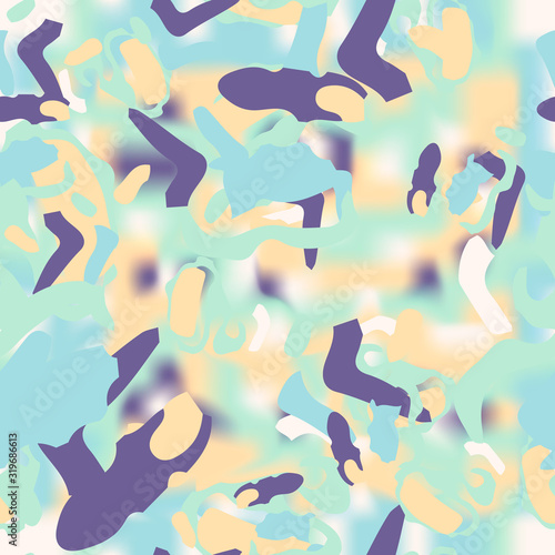 UFO camouflage of various shades of blue, violet, beige and white colors