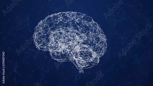 Artificial intelligence ( AI), Rotating human brain animation, modern computer technologies concepts. Deep learning, Big Data, Robotic system. Brain connect digital lines, Artificial intelligence. The