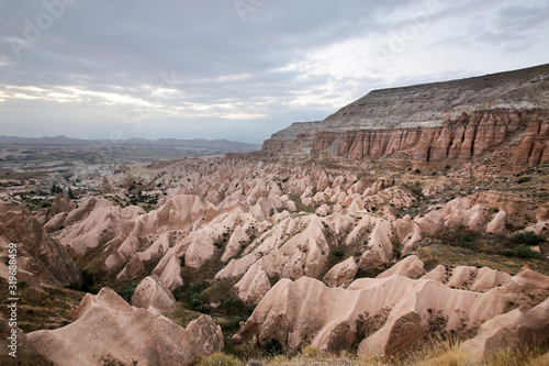 Unusual stones from volcanic rocks in the Red Valley near the village of Goreme in the Cappadocia region in Turkey. © Nadzeya