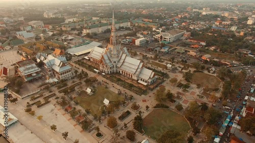 aerial view of wat sothorn chacheongsao thailand photo