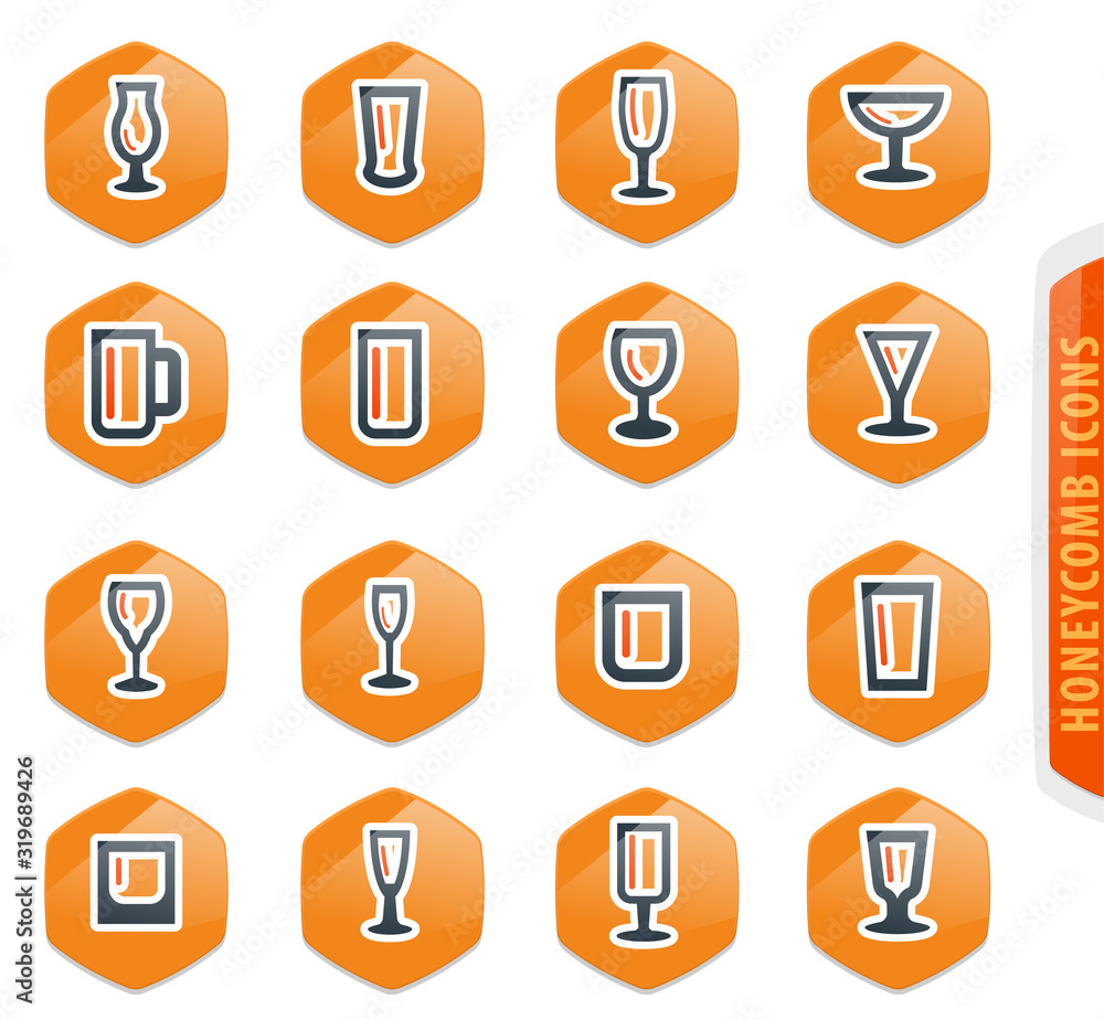 Glasses and cups icons set Glasses and cups icons set