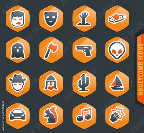 Genres of cinema icons set