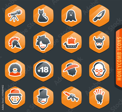 Genres of cinema icons set