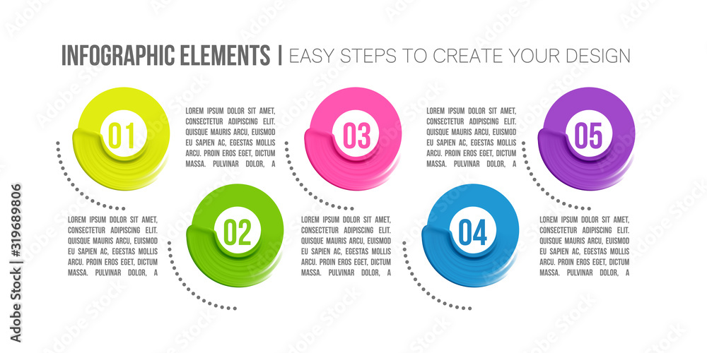 Presentation business infographic template with 5 options. Abstract elements of graph 5 steps options.Vector.presentations, workflow layout, banner, flow chart, info graph. Presentation business infographic template with 5 options. Abstract elements of graph 5 steps options.Vector.presentations, workflow layout, banner, flow chart, info graph.