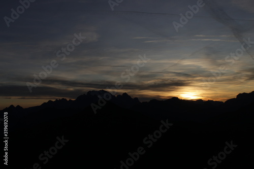 beautiful sunset view on the top of mountain