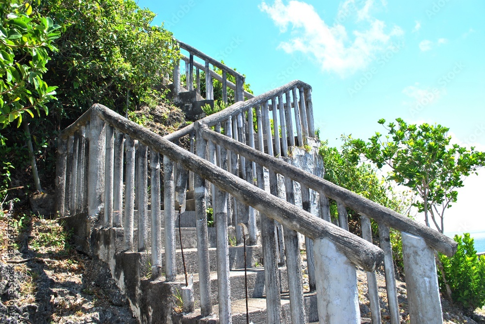 Concrete ladder installed otudoors to the Hidden Beach, Saipan.