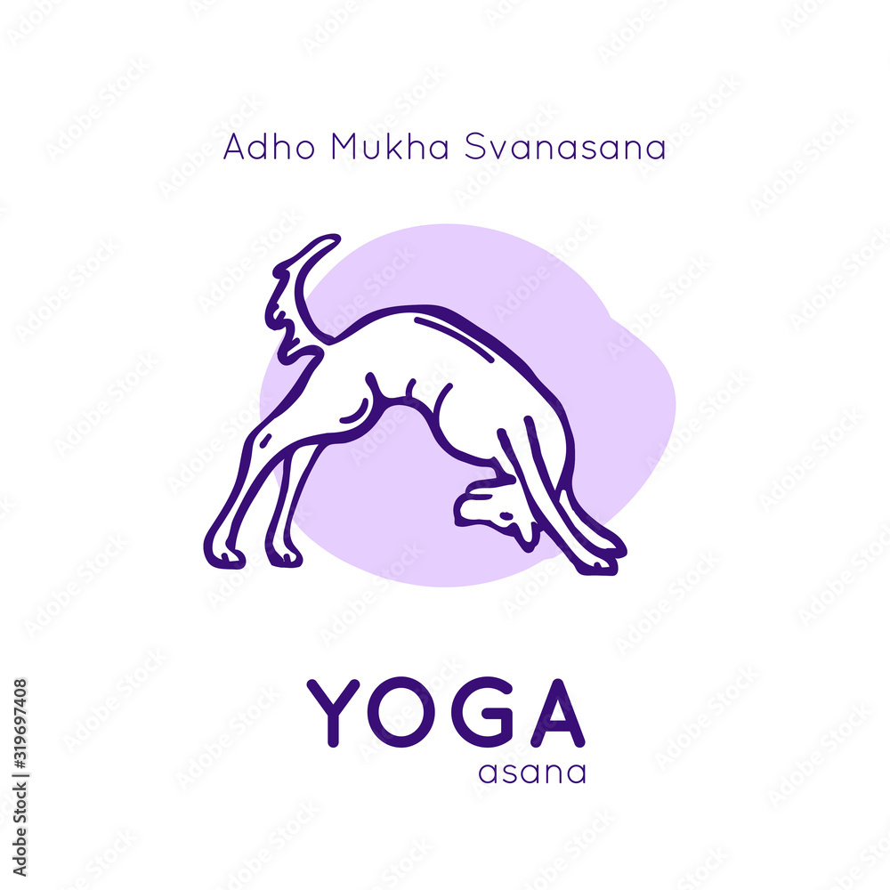 Vector illustration with funny dog in a yoga pose Adho Mukha Svanasana Vector illustration with funny dog in a yoga pose Adho Mukha Svanasana
