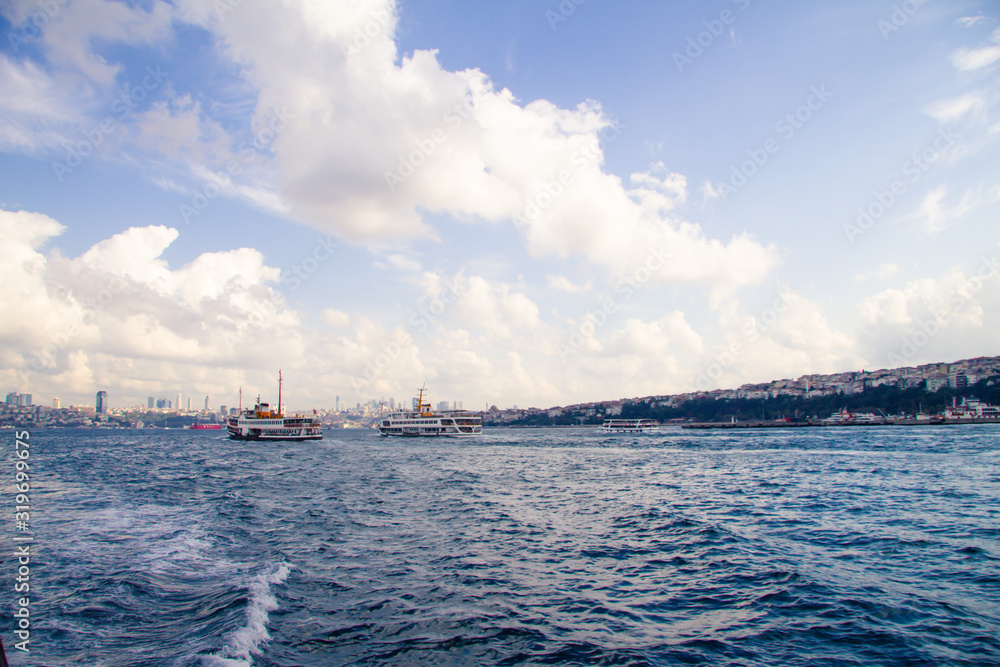 view of istanbul blue sky clouds