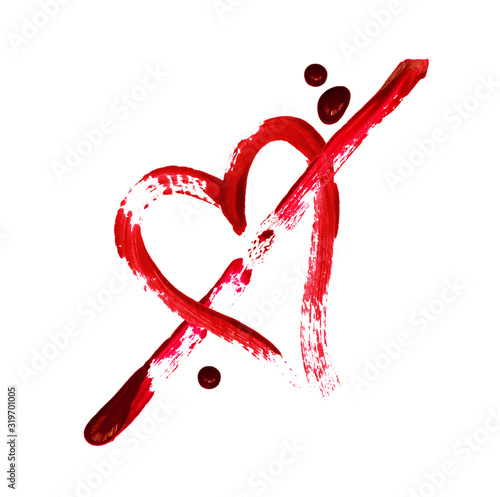 Red heart painted with a brush