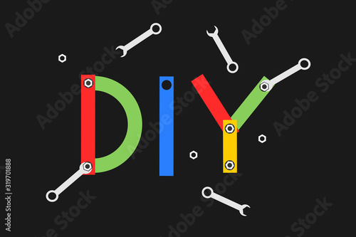 DIY / Do it yourself - craftsmanship skill to repair, fix, assemble and modify individually by oneself. Vector illustration