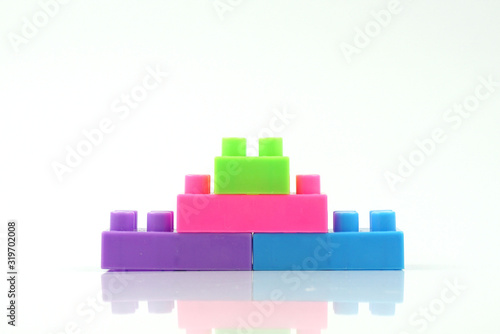 colorful building blocks isolated on white background