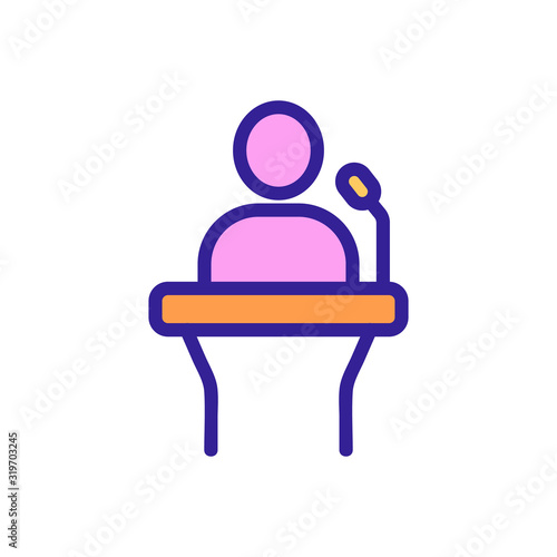 Tribune and man icon vector. Thin line sign. Isolated contour symbol illustration