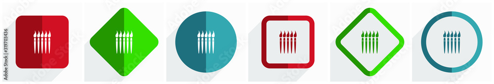 Paint brush, art, paintbrush icon set, flat design vector illustration in 6 options for webdesign and mobile applications in eps 10 Paint brush, art, paintbrush icon set, flat design vector illustration in 6 options for webdesign and mobile applications in eps 10