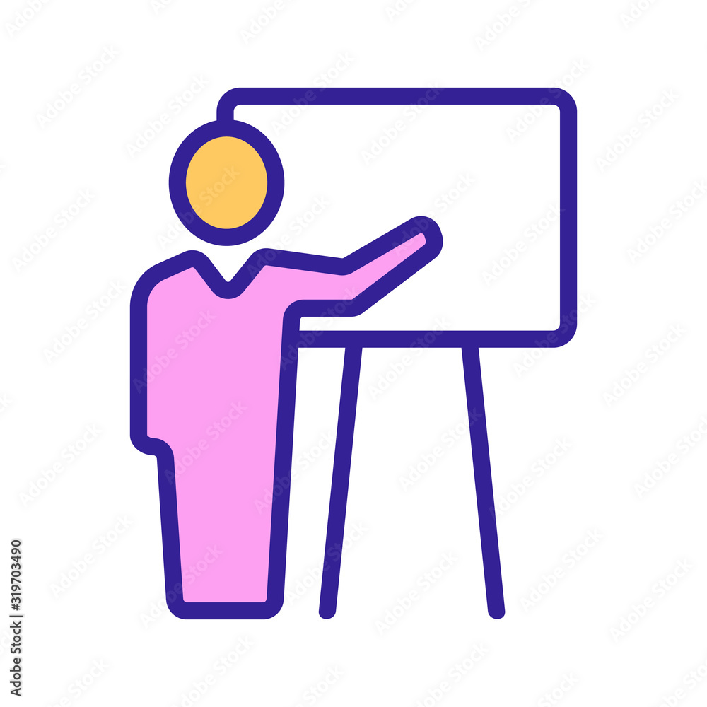 person and presentation of the vector icon. Thin line sign. Isolated contour symbol illustration person and presentation of the vector icon. Thin line sign. Isolated contour symbol illustration