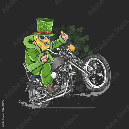 ST. PATRICK'S DAY MOTORCYCLE BIKER RIDER ARTWORK VECTOR