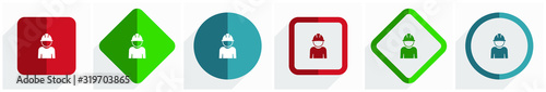 Engineer, worker, manager, employe icon set, flat design vector illustration in 6 options for webdesign and mobile applications in eps 10