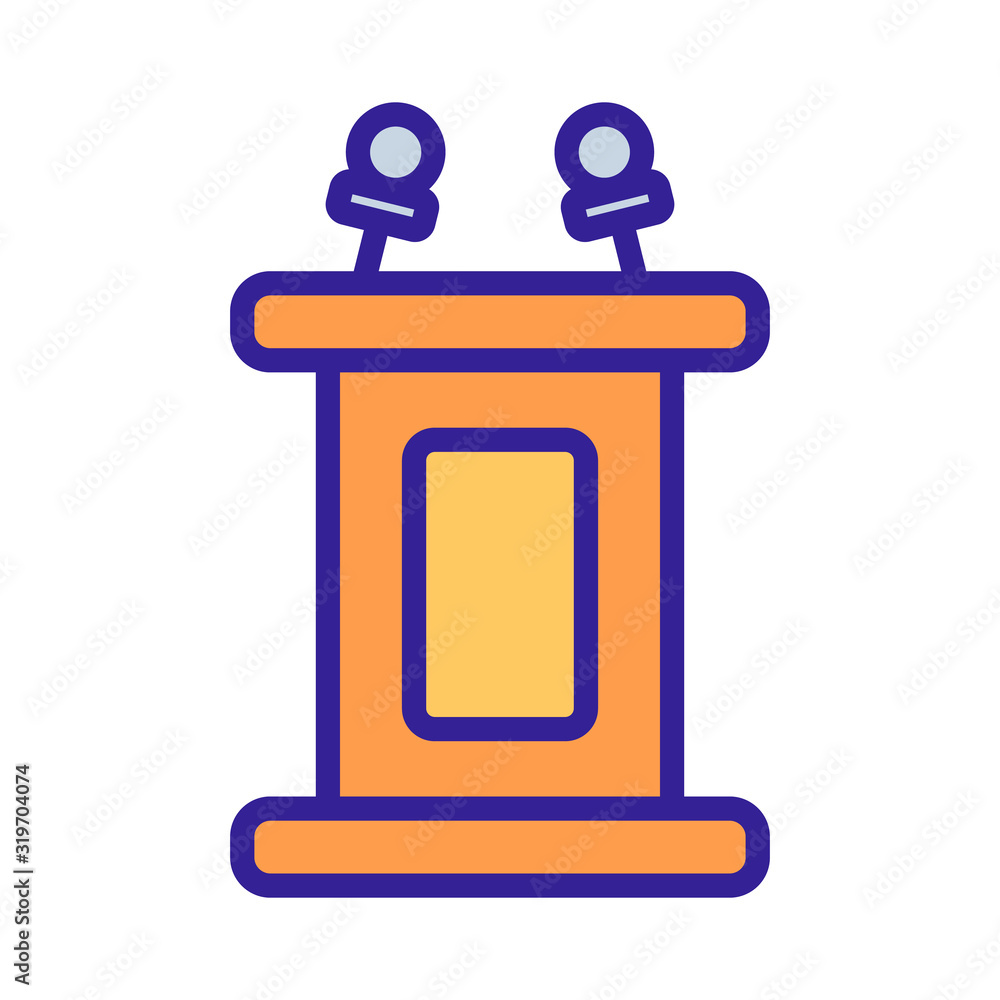stand with microphone icon vector. Thin line sign. Isolated contour symbol illustration