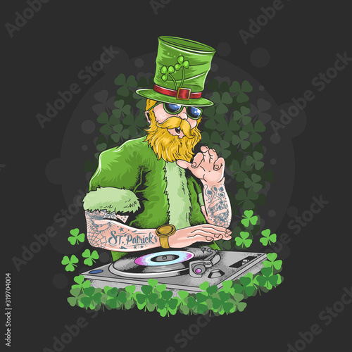 ST. PATRICK'S DAY DJ NIGHT PARTY TATTOO ARTWORK VECTOR
