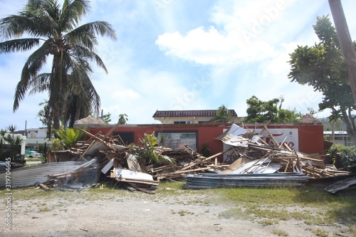 Quadro su tela Aftermath of typhoon Soudelor that hit Saipan, Northern Mariana Islands in August 2015