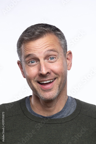 happy middle aged man smiling
