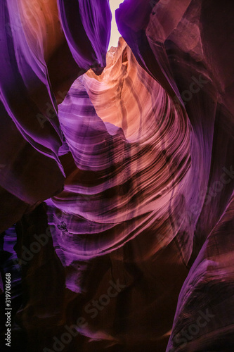 Colorful cavern of Antelope Canyon, a slot canyon in the American Southwest, on Navajo land east of Page, Arizona, USA