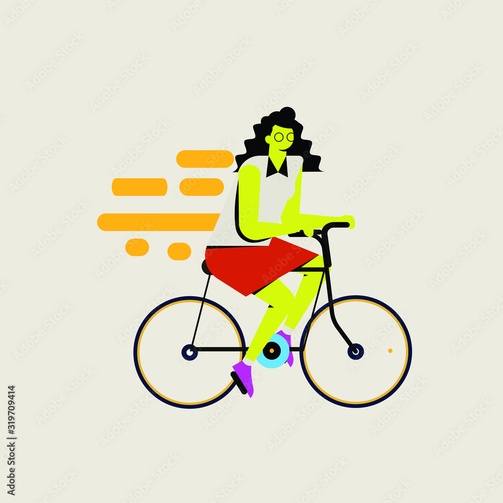 vector illustration of bicycle on blue background