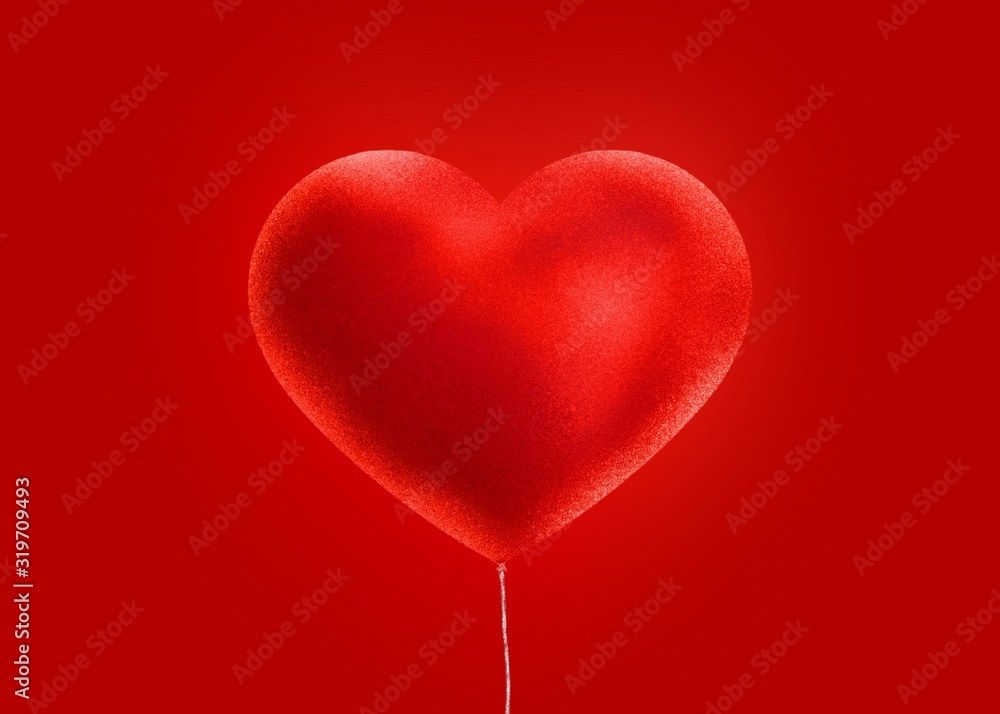 red heart ballon on white background