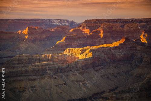 Dramatic sunset on the Grand Canyon during winter  © JeanLuc Ichard