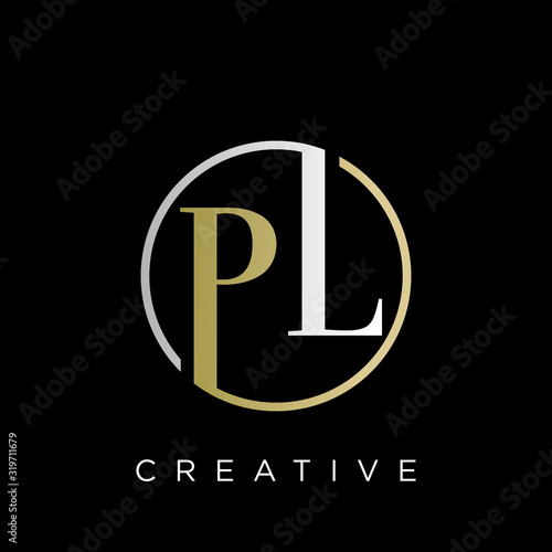 PL logo design vector luxury icon