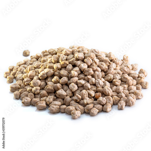 Chickpeas on a white isolated background. Food peas for your website design. Kitchen theme cuisine and cooking