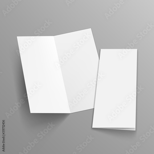 Slim Vertical Half Folded Brochure On Gray