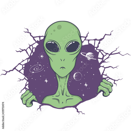 The alien knocked a wall out of space.