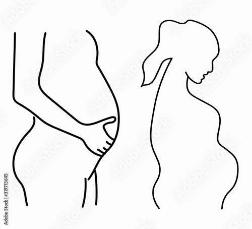 Set icon vector - silhouette of a pregnant woman. Happy mothers day, pregnancy and childbirth