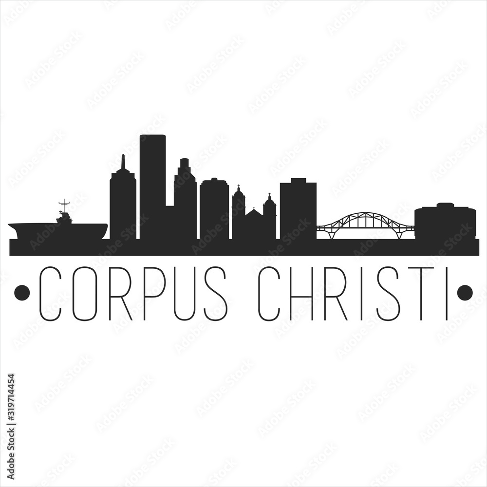 Corpus Christi Texas. City Skyline. Silhouette City. Design Vector. Famous Monuments.