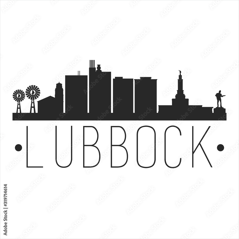Vetor de Lubbock Texas. City Skyline. Silhouette City. Design Vector. Famous Monuments. do Stock