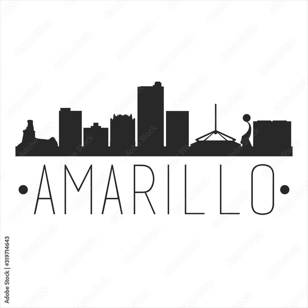 Amarillo Texas. City Skyline. Silhouette City. Design Vector. Famous Monuments.