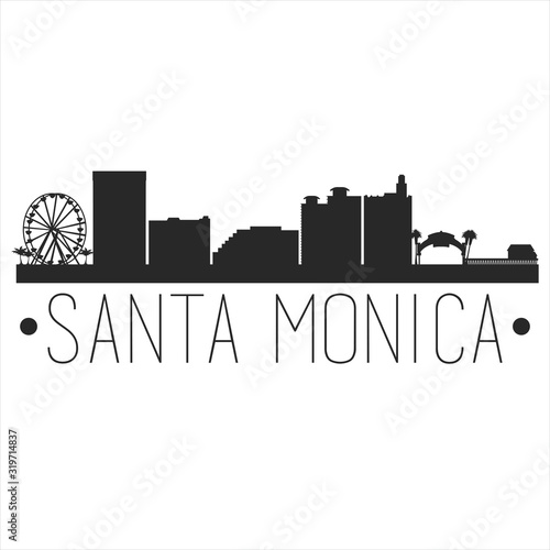 Santa Monica California. City Skyline. Silhouette City. Design Vector. Famous Monuments.