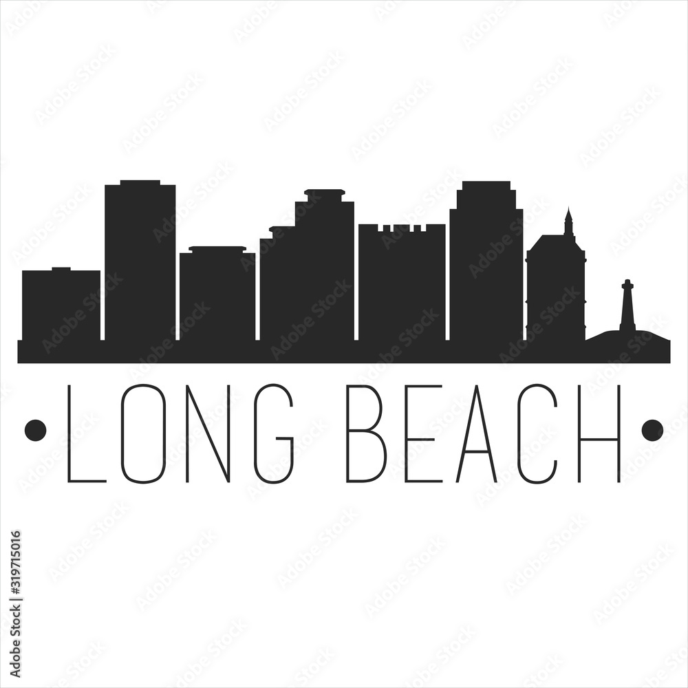 Long Beach California. City Skyline. Silhouette City. Design Vector. Famous Monuments. Long Beach California. City Skyline. Silhouette City. Design Vector. Famous Monuments.