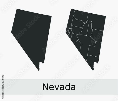 Nevada vector maps counties, townships, regions, municipalities, departments, borders