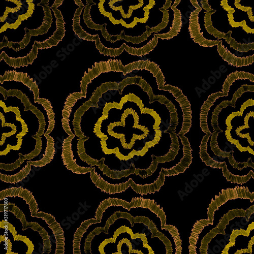 Creative seamless pattern with hand drawn ikat stars. Ethnic boho seamless pa...