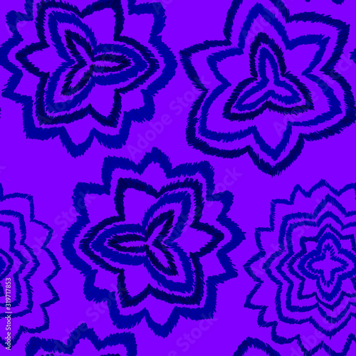 Creative seamless pattern with hand drawn ikat stars. Ethnic boho seamless pa...