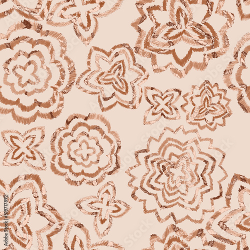Creative seamless pattern with hand drawn ikat stars. Ethnic boho seamless pa...